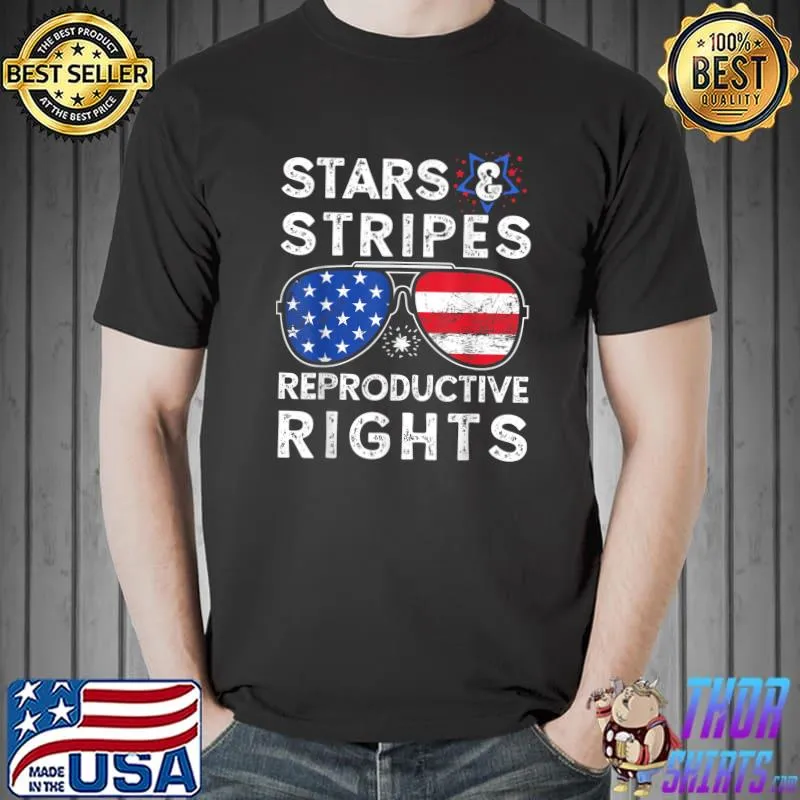 Aviator USA Flag Sunglasses Stars Stripes Reproductive Right T-Shirt