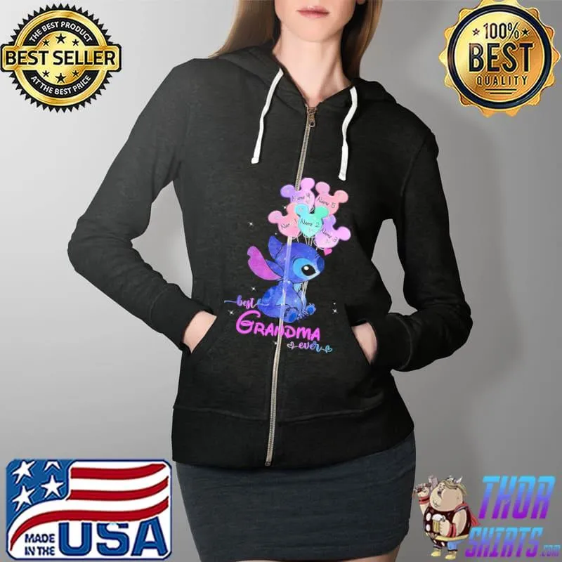 Best Grandma Ever Stitch Shirt Full Zip Hooded