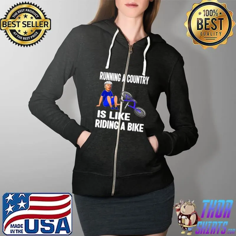 Biden Falls Off Bike Joe Biden Falling Off His Bicycle Funny Premium T-Shirt Full Zip Hooded