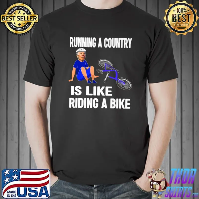 Biden Falls Off Bike Joe Biden Falling Off His Bicycle Funny Premium T-Shirt