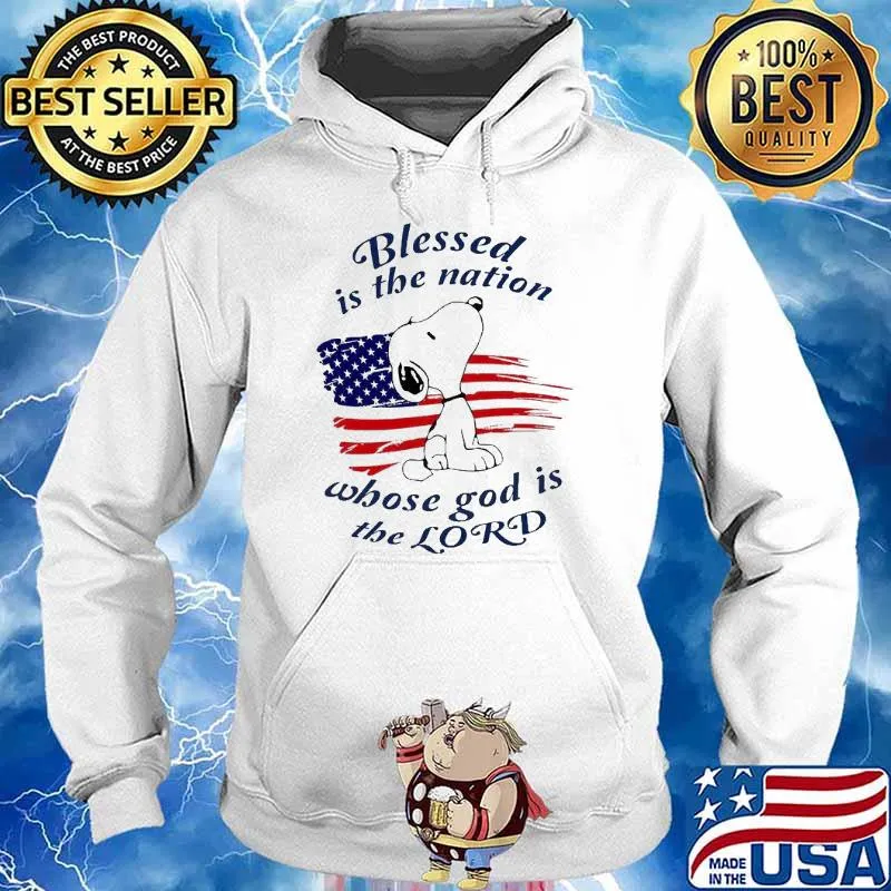 Blessed is the nation whose god is the lord snoopy america flag s Hoodie