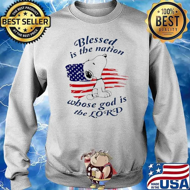 Blessed is the nation whose god is the lord snoopy america flag s Sweater