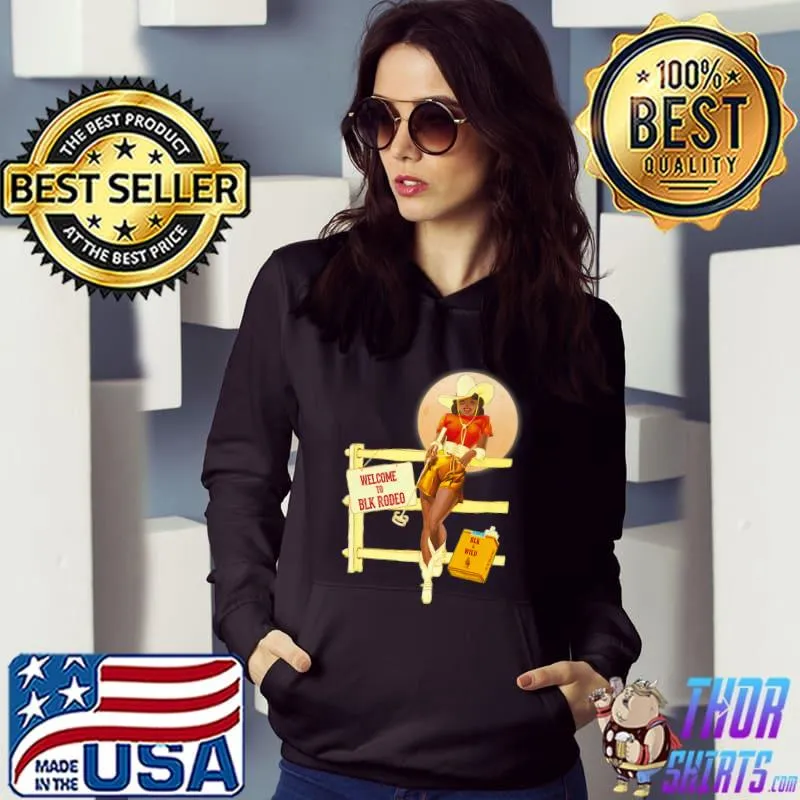 Blk Rodeo African American Cowgirl Moon Premium T-Shirt Hoodie
