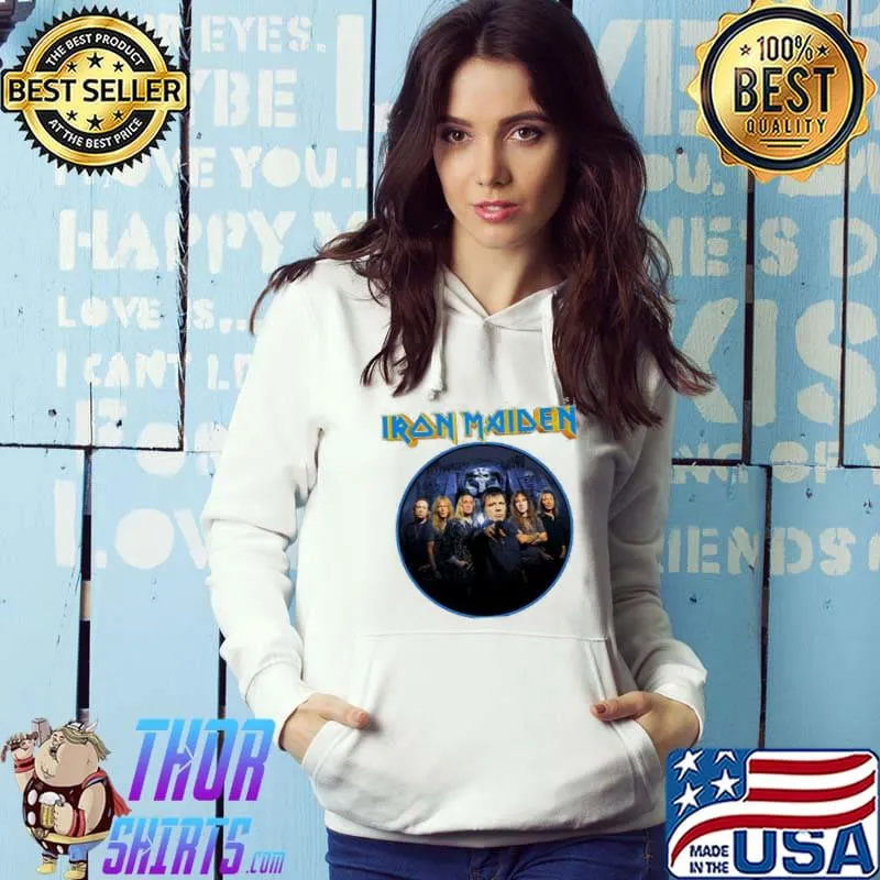 Blue vintage art iron maiden band s Hoodie