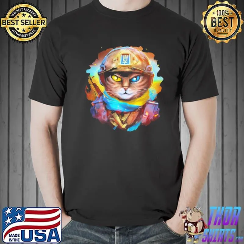 Cat ukrainian soldier shirt