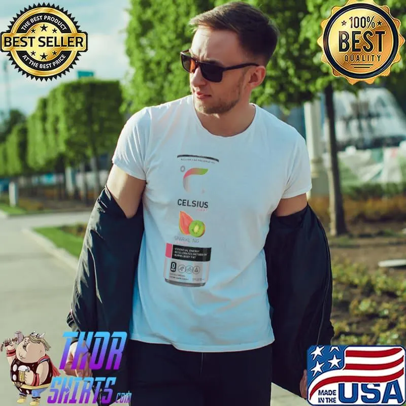 Celsius sparkling kiwI guava energy drink shirt