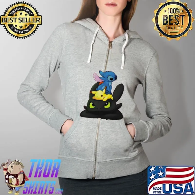 ChibI stitch pI ka and toothless s Full Zip Hooded