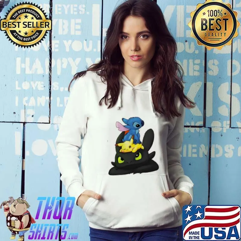 ChibI stitch pI ka and toothless s Hoodie