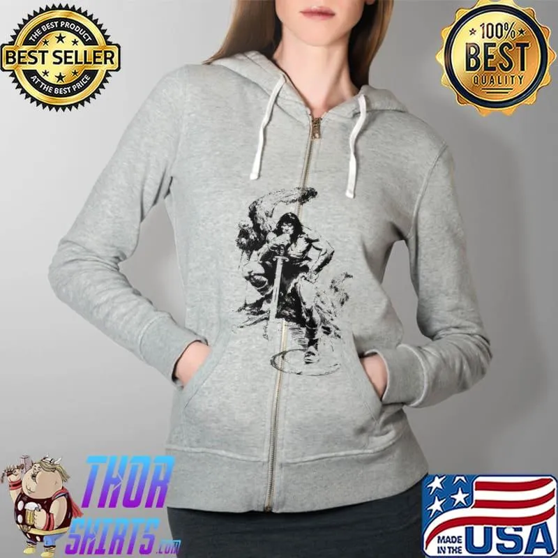 Conan The Barbarian And Sword Shirt Full Zip Hooded