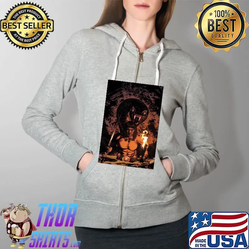 Conan The Barbarian Fire And Snack Shirt Full Zip Hooded