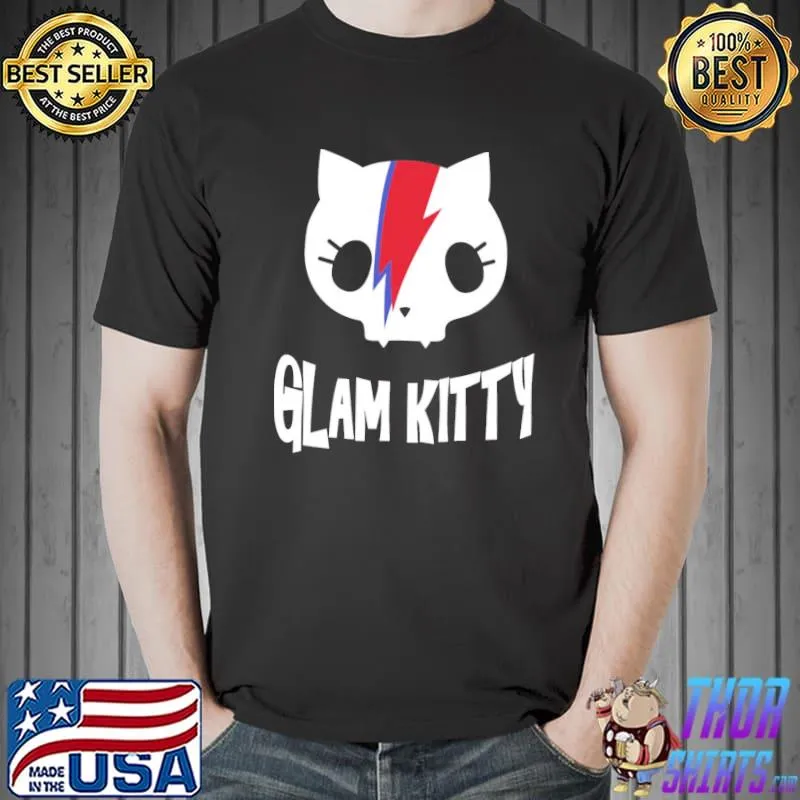 Cute cat glam rock and roll shirt