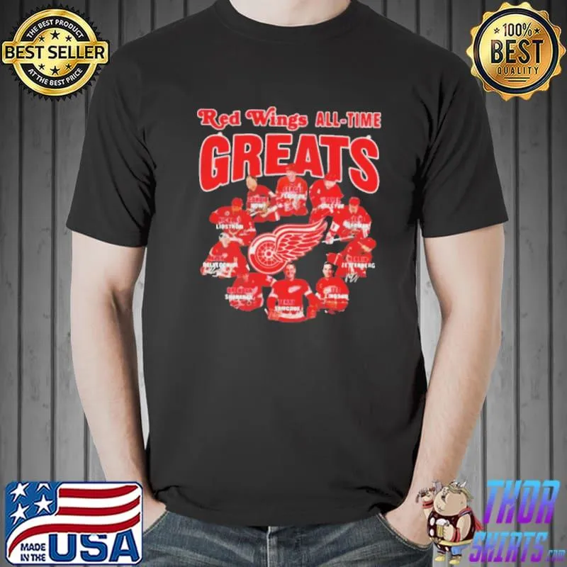 Detroit red wings alltime greats players signatures shirt