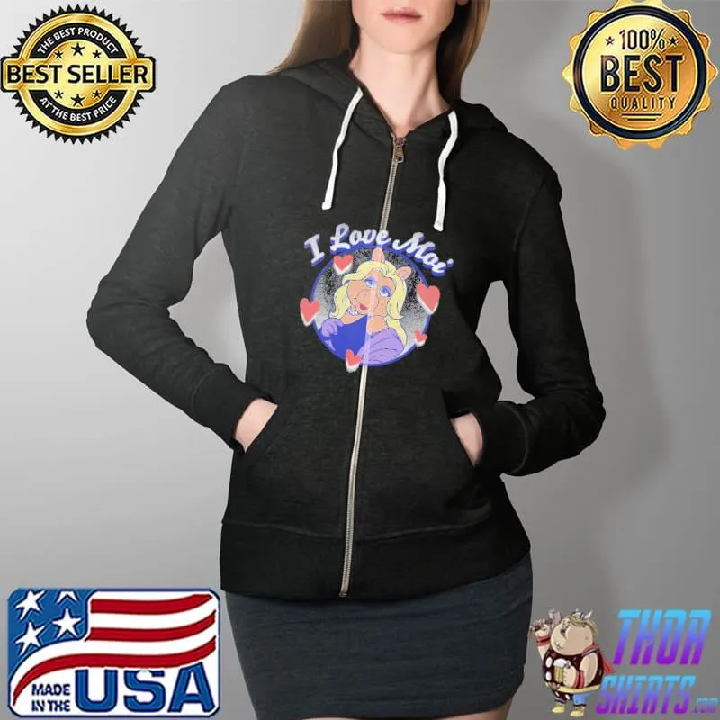 Disney Valentines day muppets miss piggy I love moI s Full Zip Hooded