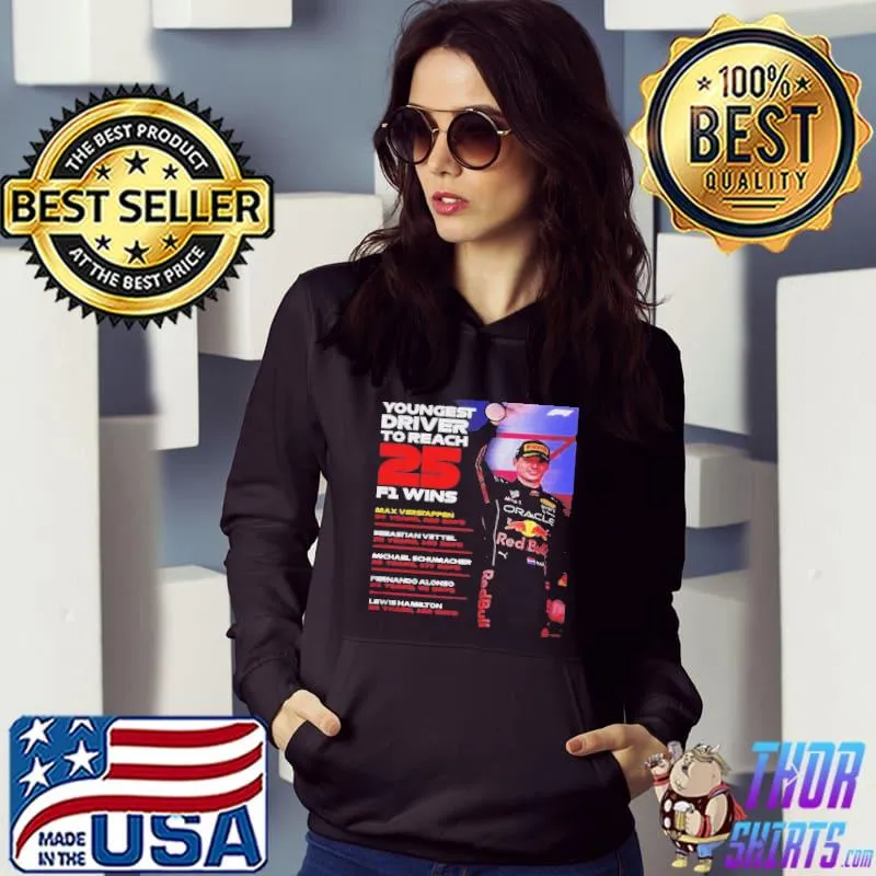F1 oracle red bull racing max verstappen youngest driver to reach 25 f1 wins s Hoodie