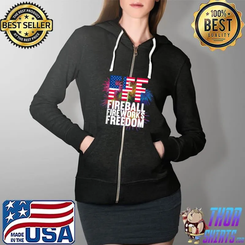 Fireball Fireworks Freedom 4th July American Flag Gift Idea T-Shirt Full Zip Hooded