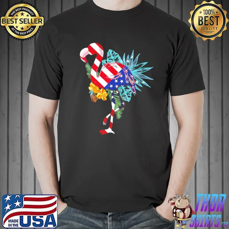 Flamingo American flag flAmerica patriotic 4th of july shirt