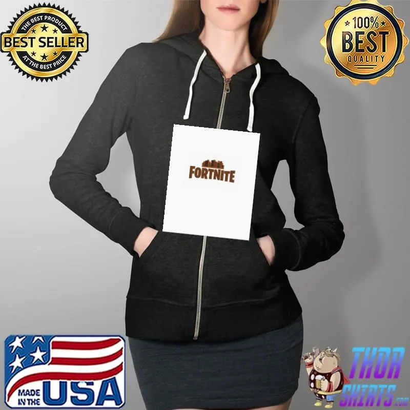 Fortnite letters and city in the background T-Shirt Full Zip Hooded