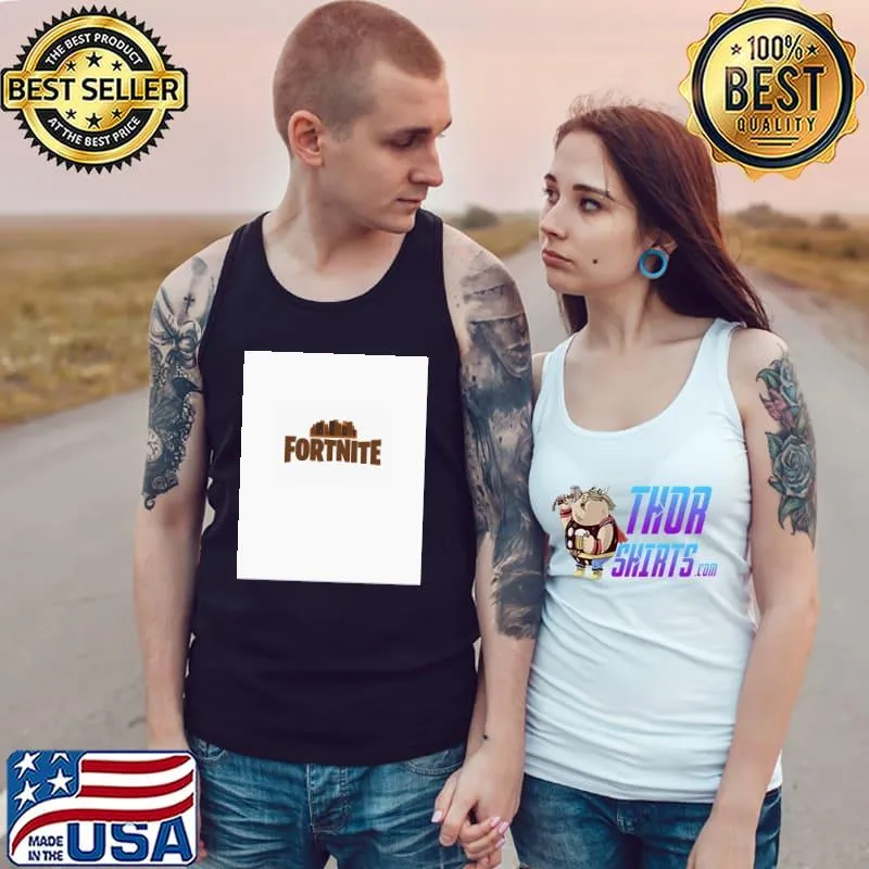 Fortnite letters and city in the background T-Shirt Tank Top