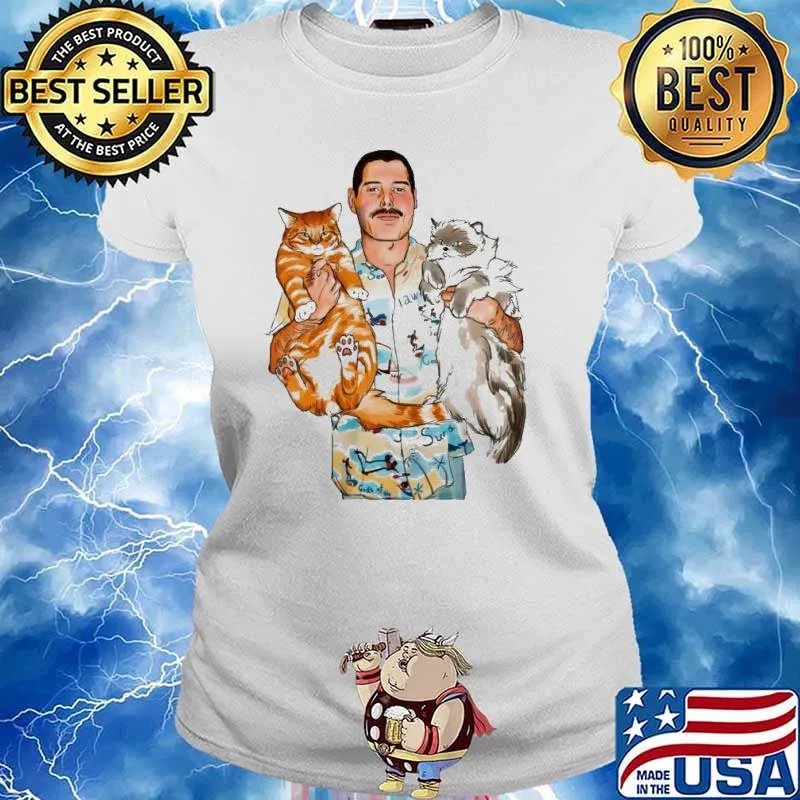 Freddie mercury cats drawing s Ladies tee