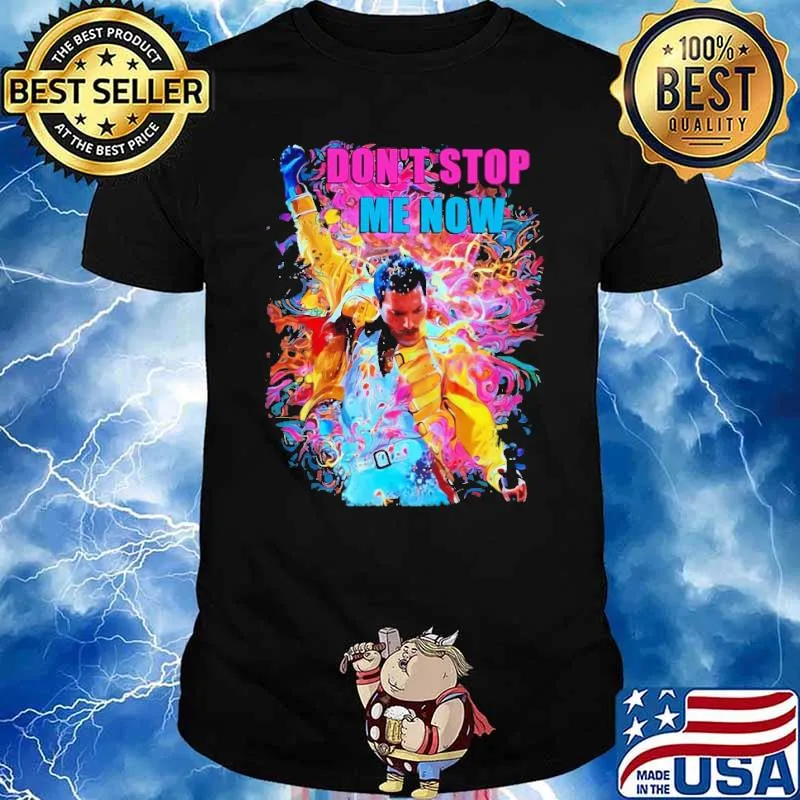 Freddie Purrcury don't stop meow colorful shirt