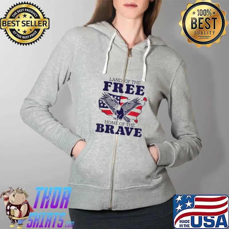 Funny 4th Of July American Flag Patriotic Eagle USA T-Shirt Full Zip Hooded