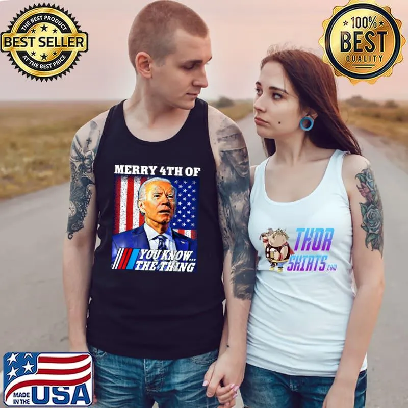 Funny 4th of July Shirts Men Confused Anti Joe Biden Womens T-Shirt Tank Top