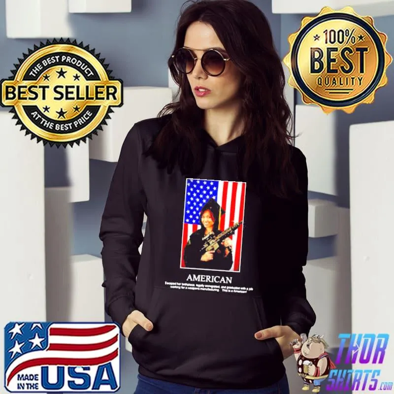 funny America flag and gun a job working for a weapons manufacturing s Hoodie