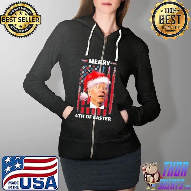 Funny Joe Biden merry 4th of easter confused 4th of july s Full Zip Hooded