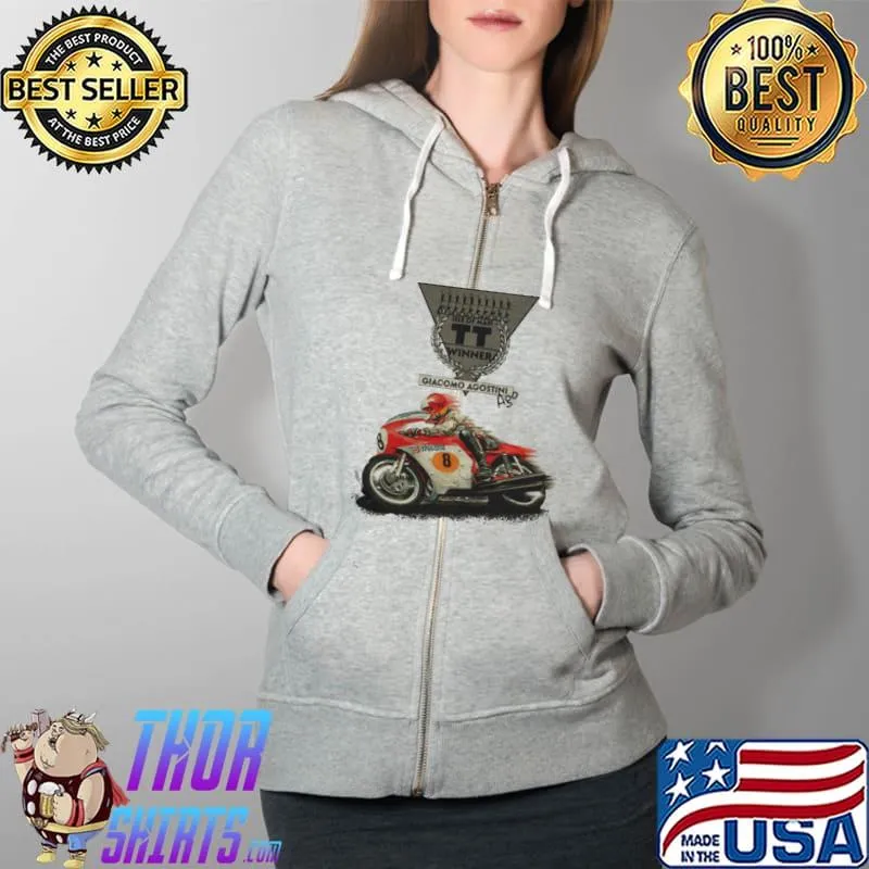 Giacomo agostinI ago multiple winner isle of man manx grand prix by motor motorcycle race s Full Zip Hooded
