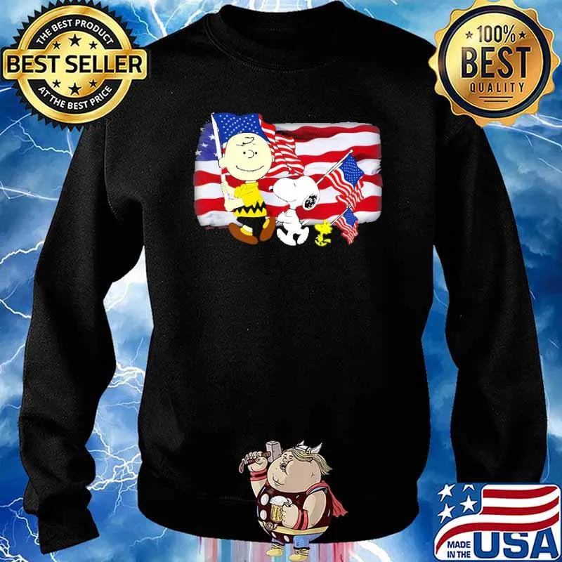 Happy independence day america flag snoopy charlie brown s Sweater