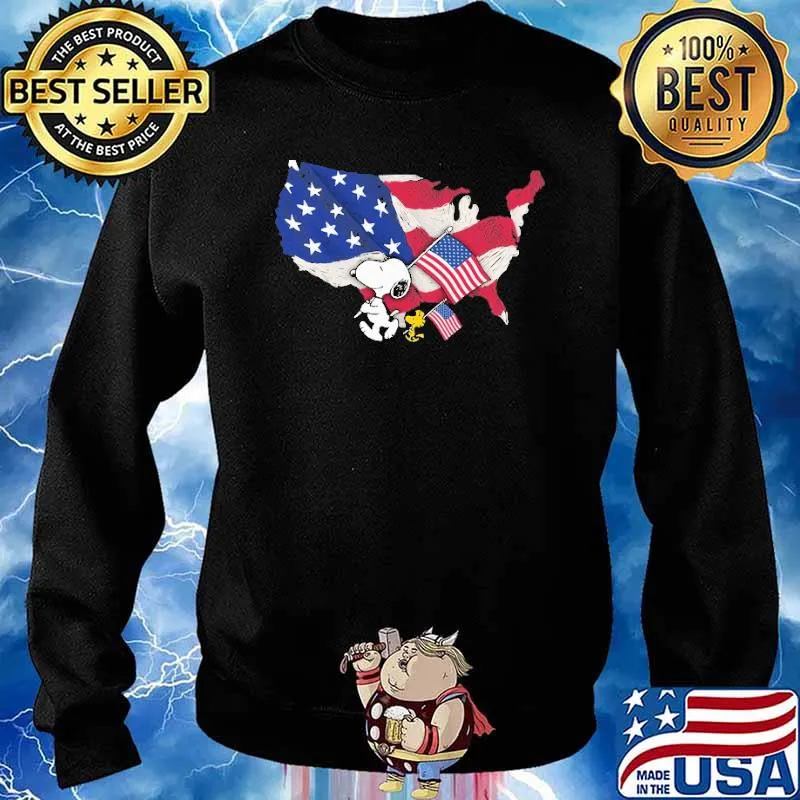 Happy independence day america flag snoopy woodstock s Sweater