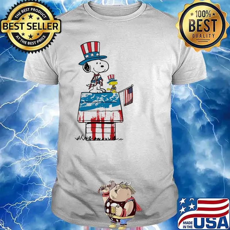 Happy independence day snoopy woodstock america flag shirt