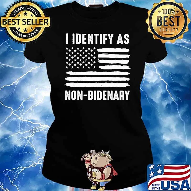 I Identify As Non Bidenary America Flag Shirt Ladies tee