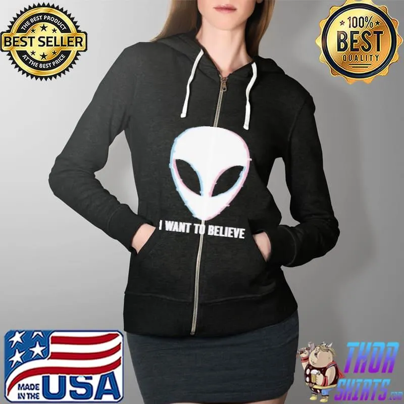 I want to believe alien head trippy ufo s Full Zip Hooded