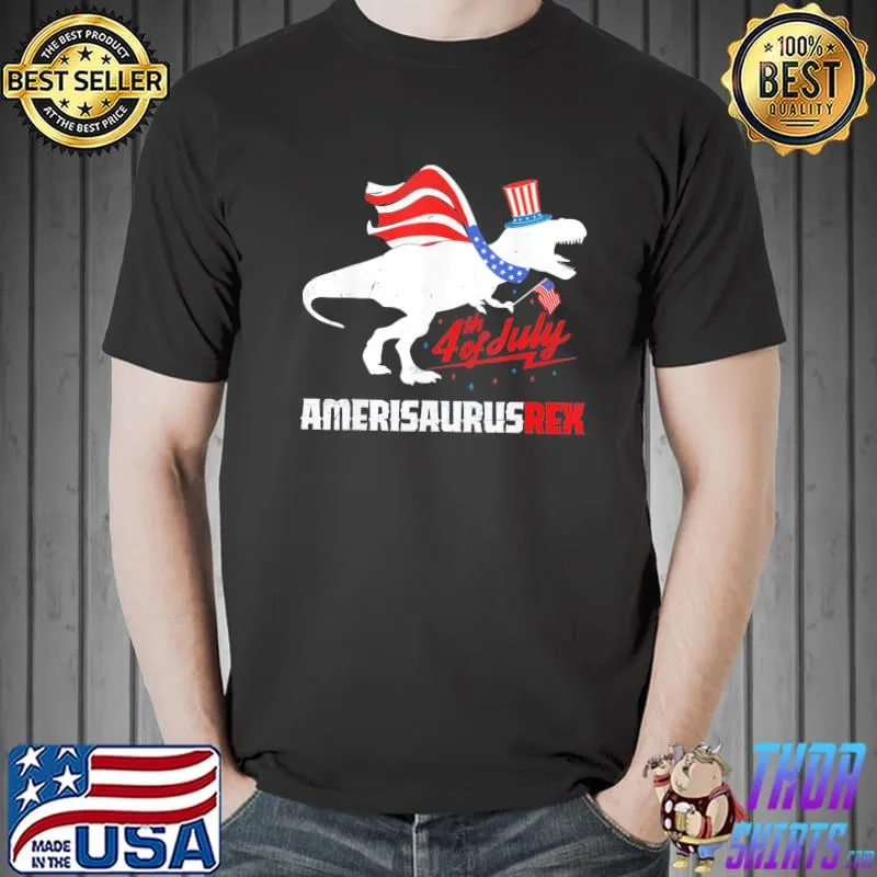 Independence day American flag trex 4th of july dinosaur shirt