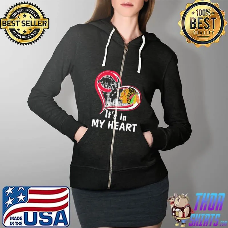 It's In My Heart Chicago Bear Shirt Full Zip Hooded