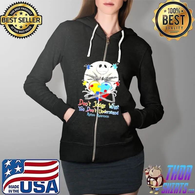 Jack skellington don't judge what you don't understand autism awareness s Full Zip Hooded