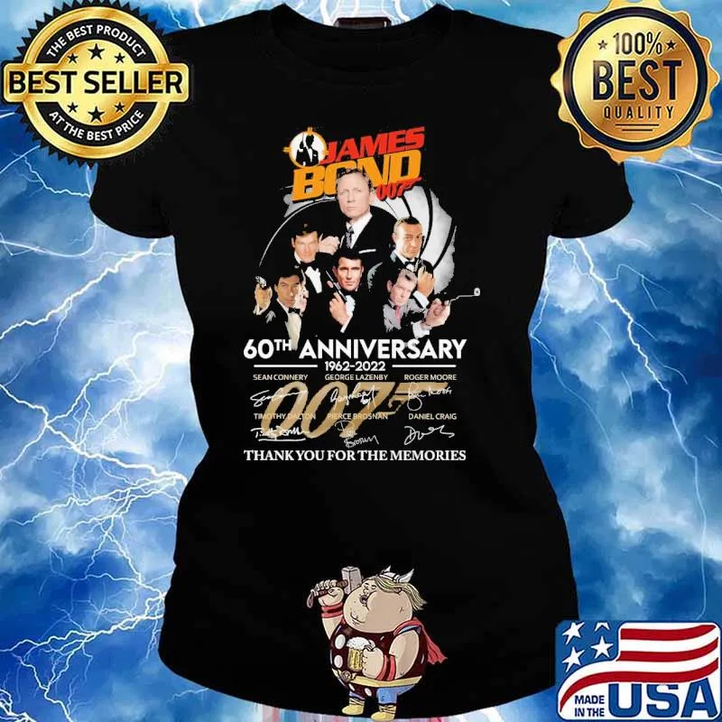 James Bond 007 60th anniversary thank memories signatures s Ladies tee