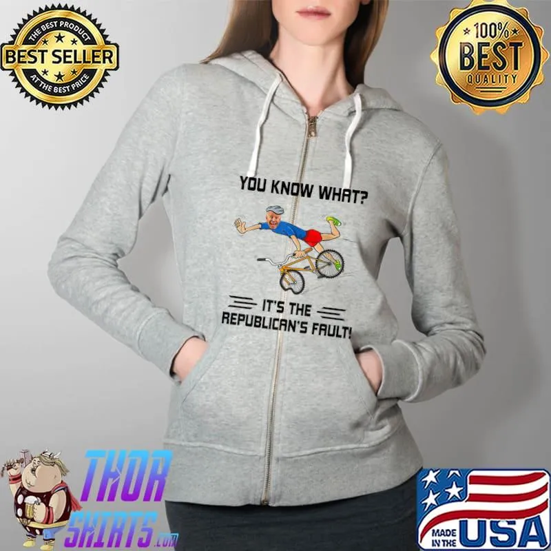 Joe Biden Falls Off His Bicycle Funny Biden Falls Off Bike T-Shirt Full Zip Hooded