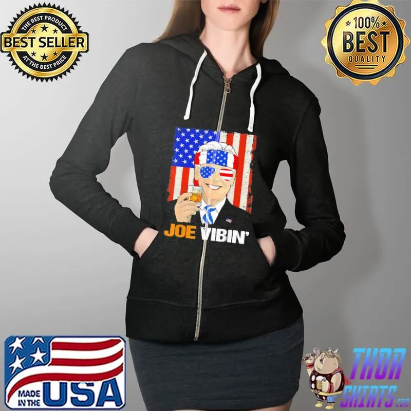Joe us flag 4th of july president Biden retro drinking s Full Zip Hooded