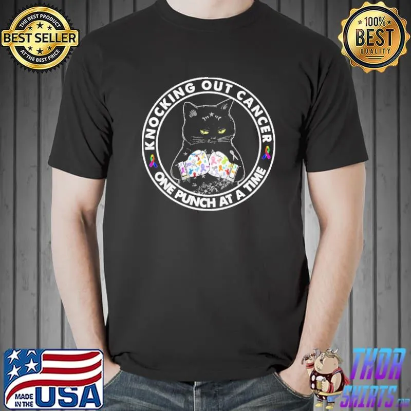 Knocking Out Cancer One Punch At A Time Cat Shirt