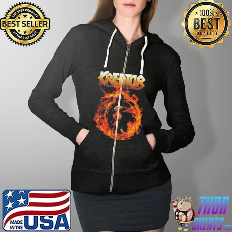 Live on fire kreator retro rock band s Full Zip Hooded