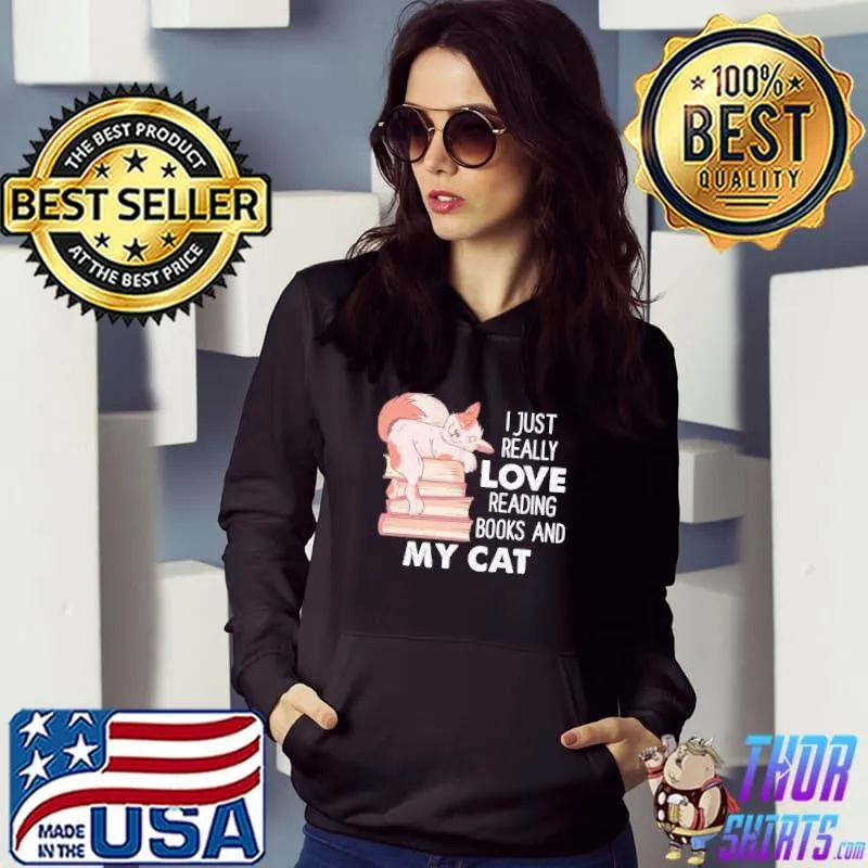 Love reading books and my cat s Hoodie