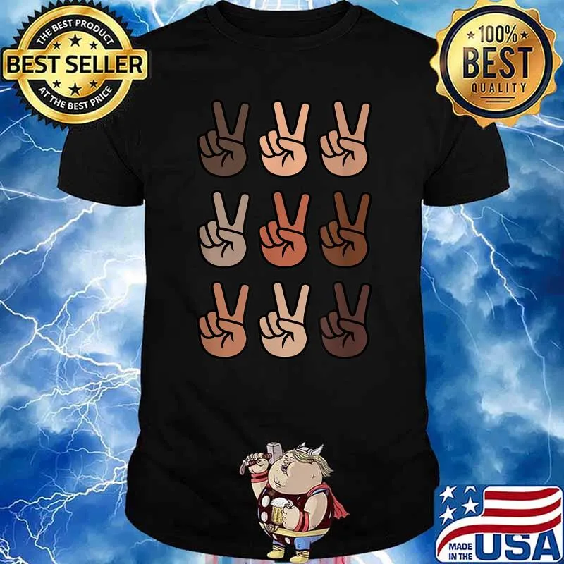 Melanin Skin Tone Peace Sign, Be Kind, Black History Month T-Shirt
