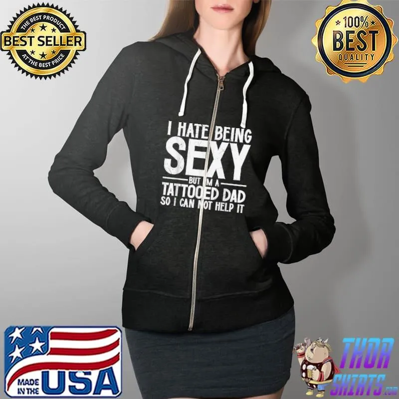 Mens Awesome Dads Have Tattoos And Beards Fathers Day T-Shirt Full Zip Hooded