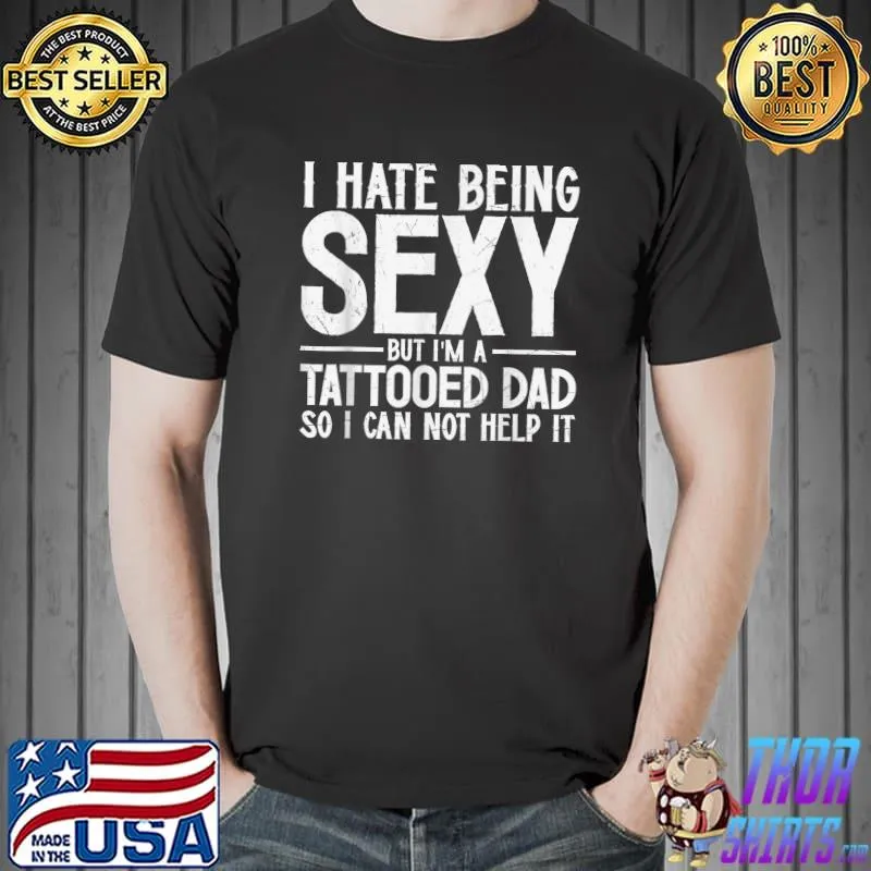 Mens Awesome Dads Have Tattoos And Beards Fathers Day T-Shirt Unisex