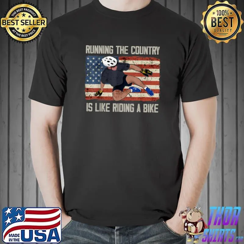 Merry 4th of July Biden Bike Bicycle falls Off funny memes T-Shirt