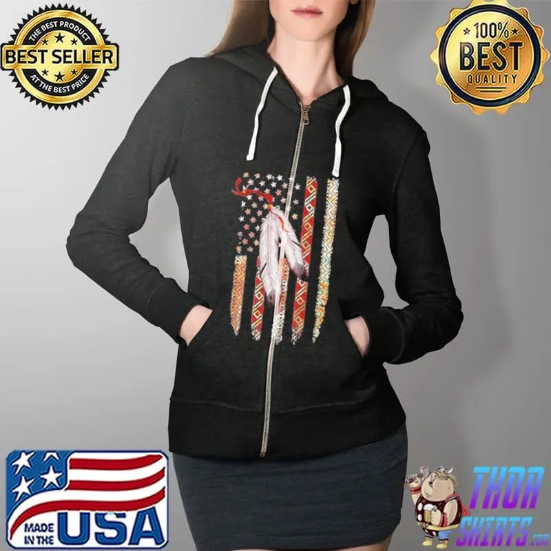 Native feather American flag s Full Zip Hooded