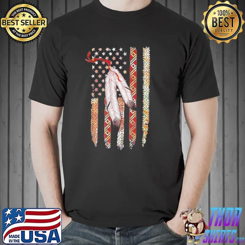 Native feather American flag shirt
