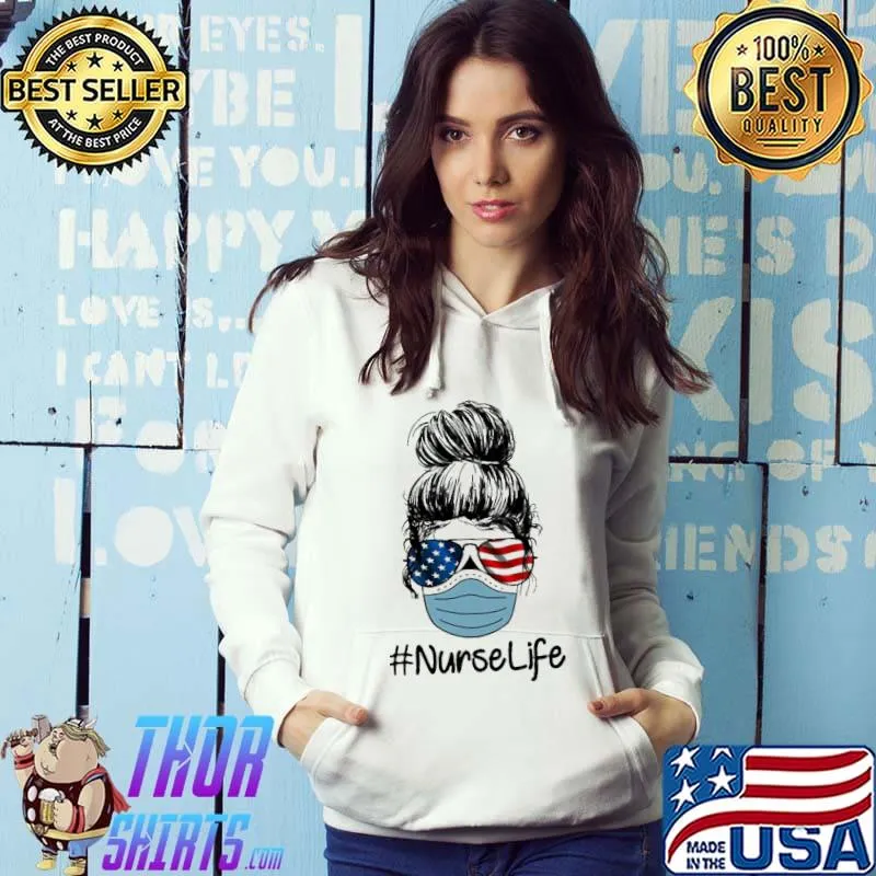 Nurse Life Glasses American Flag Shirt